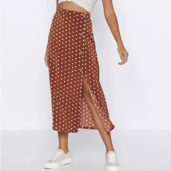Nasty Gal dots of luck polka dot midi skirt size 4 - Picture 2 of 8